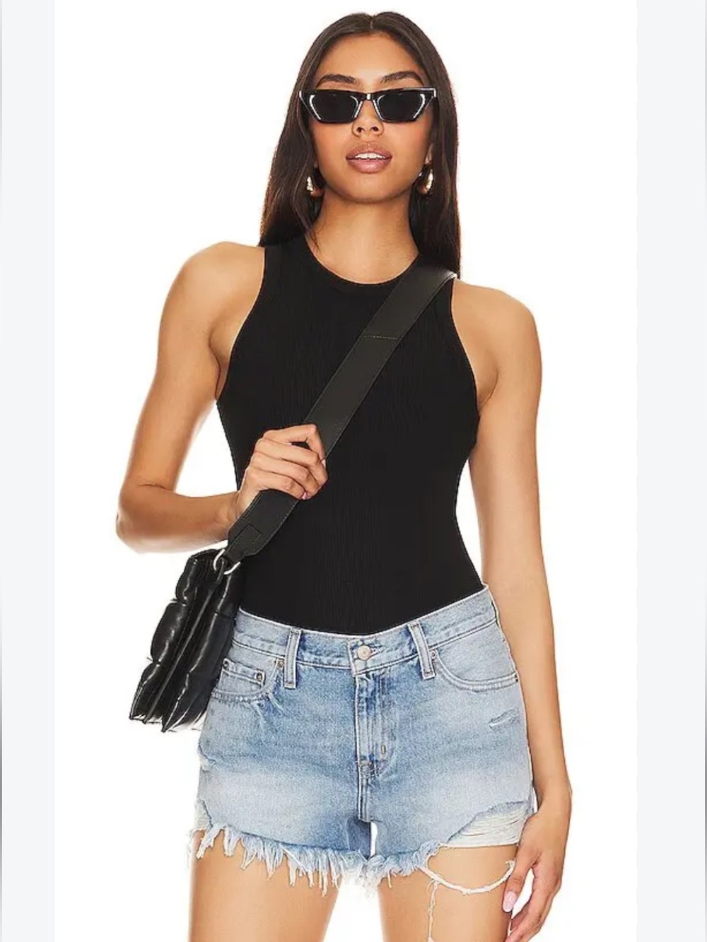 pistola Black Blake Ribbed Sleeveless Bodysuit